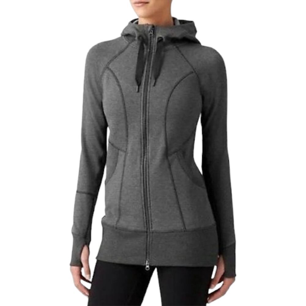 Athleta CYA Strength Longline Full Zip Hoodie Athletic Sporty Jacket Grey Small